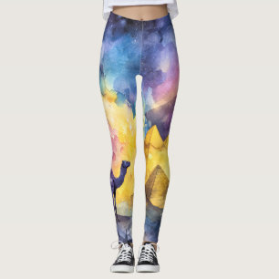 Leggings Galaxia del desierto acuarela Camello Pirámide Via