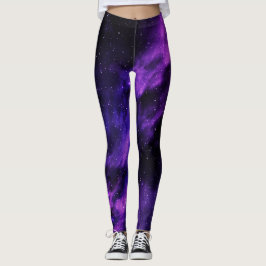 Leggings Galaxia del espacio púrpura
