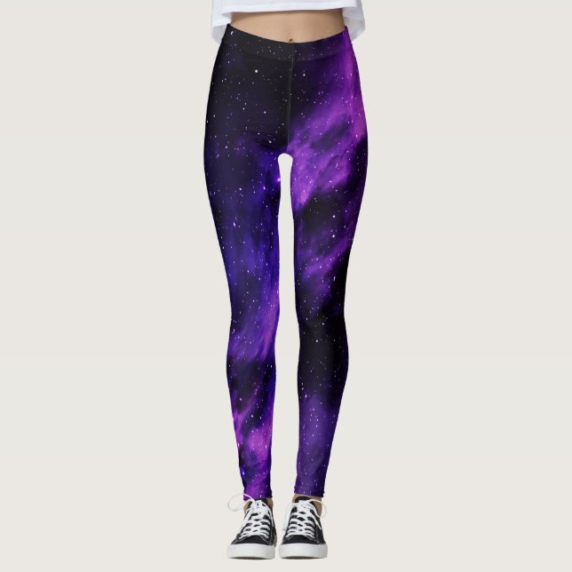 Leggings Galaxia del espacio púrpura (Anverso)