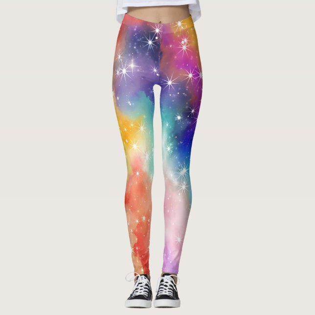 Leggings Galaxia Destello de Arcoíris (Anverso)