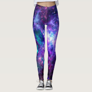 Leggings Galaxia Fantástica Espacio Cósmico Púrpura Turques