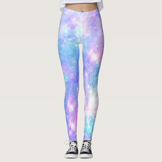 Leggings Galaxia mágica: Impresión Estrella Azul Rosa (Anverso)