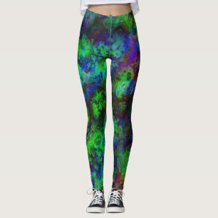 Leggings Galaxy Multi-color Resumen Nebulosa Verde