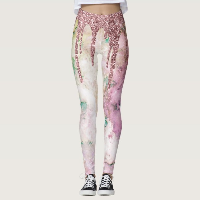 Leggings Galaxy Rosa Gold Purpurina Dris Elegante Diseño (Anverso)