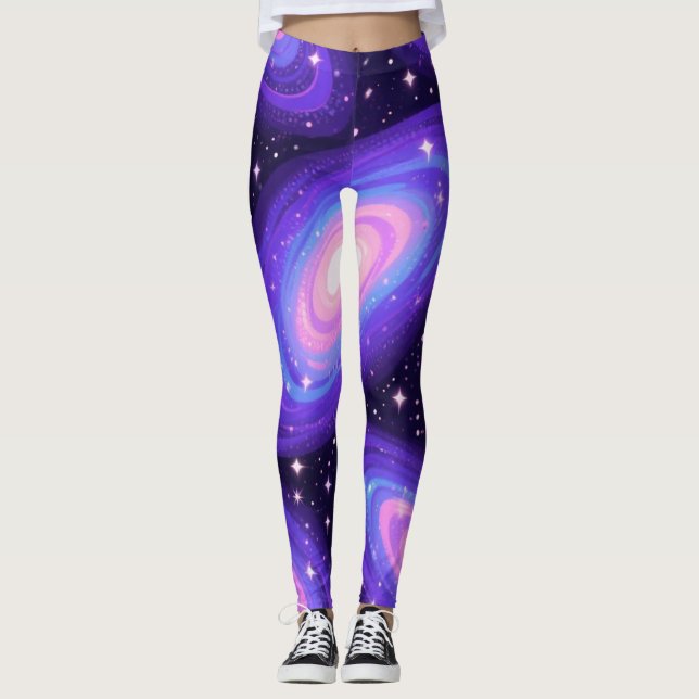 Leggings Galaxy Swirls Pattern Dreamy Cosmic Nebula Design (Anverso)