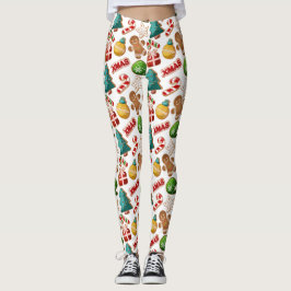 Leggings Galletas Divertidas de Jengibre Patrón de Navidad