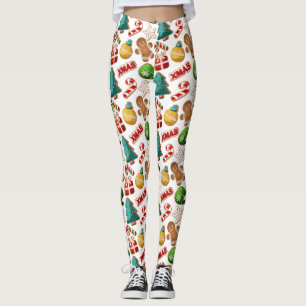 Leggings Galletas Divertidas de Jengibre Patrón de Navidad