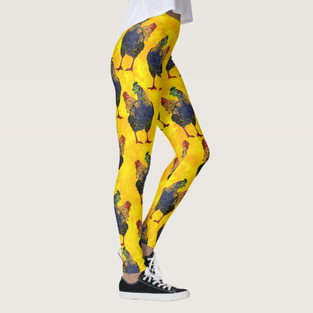 Leggings Gallina colorida en amarillo - polainas (Derecha)