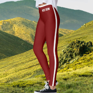 Leggings Gama de Madre de Gato Personalizada Rojo Burgundy