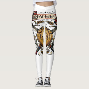 Leggings Ganador del Pan Masa Madre Tatuaje Flash Divertid