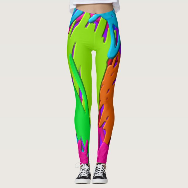 Leggings Garabatos del neón (Anverso)