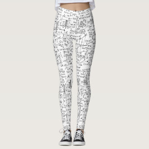 Leggings garabatos en blanco y negro de matemáticas