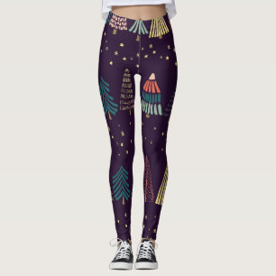 Leggings Garabatos, estrellas, azul oscuro.