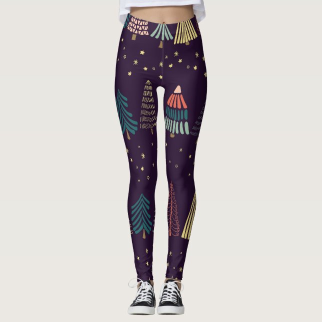 Leggings Garabatos, estrellas, azul oscuro. (Anverso)
