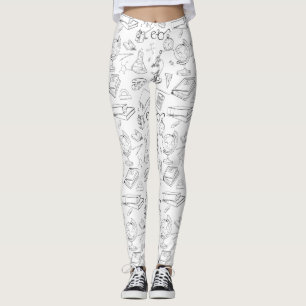 Leggings garabatos negros y blancos