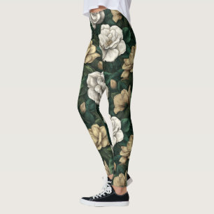 Leggings Gardenias Flor Maternidad Gardenias Brillo