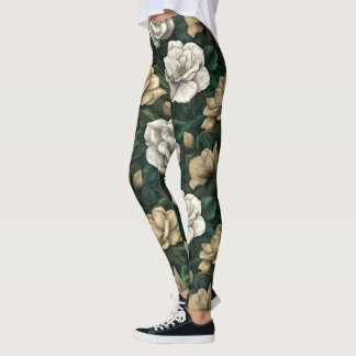 Leggings Gardenias Flor Maternidad Gardenias Brillo