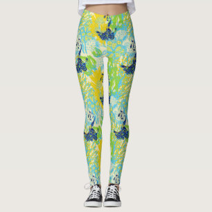 Leggings garras de pavo real florales