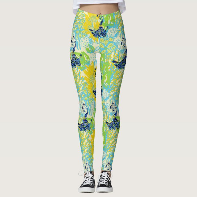 Leggings garras de pavo real florales (Anverso)