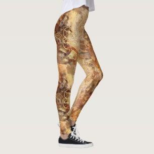 Leggings Gases de oro Mandala Patrón Celestial de Steampun