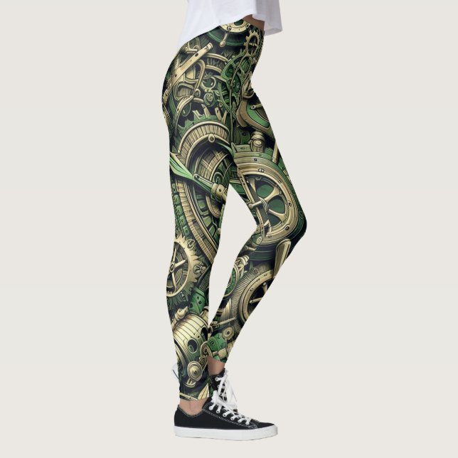Leggings Gases de relojería verde industrial Steampunk (Derecha)