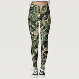 Leggings Gases de relojería verde industrial Steampunk