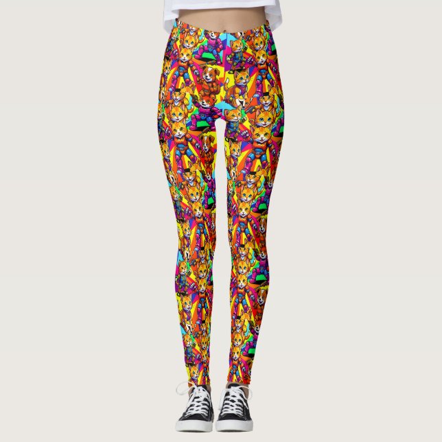 Leggings Gatitos Abstractos Cachorros (Anverso)