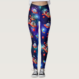 Leggings Gatitos cósmicos en la escena de ciencia ficción d