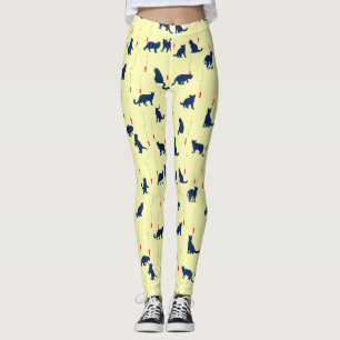 Leggings Gatitos lindos azules y peces rojos
