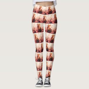 Leggings Gato abisinio con rosas - Día de San Valentín