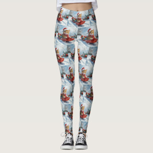 Leggings Gato abisinio en trineo Deja que nieve Navidad