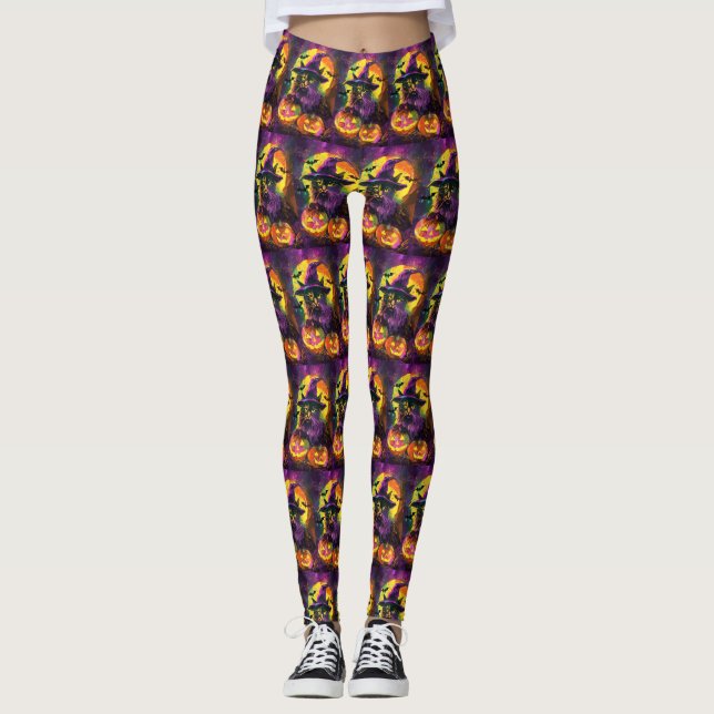 Leggings Gato Angora Turco Espeluznante Bruja de Halloween  (Anverso)
