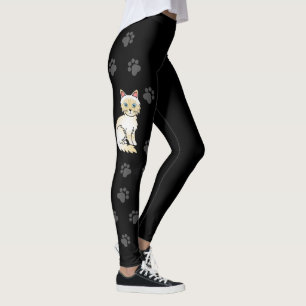 Leggings Gato Birman / Ragdoll atigrado de punta crema & pa