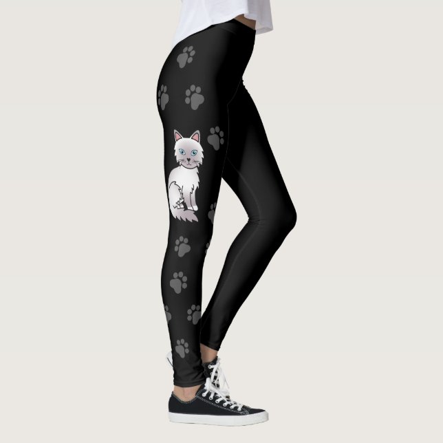 Leggings Gato Birman / Ragdoll de punto lila & Huellas negr (Derecha)