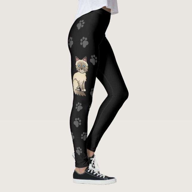 Leggings Gato Birmanio atigrado de punta de chocolate y pat (Derecha)