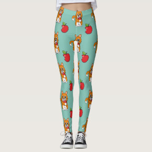Leggings Gato blanco Naranja lindo comiendo Personalizado d