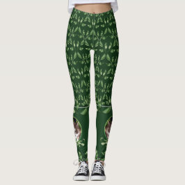 Leggings Gato Calico En La Planta Jade