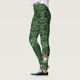 Leggings Gato Calico En La Planta Jade