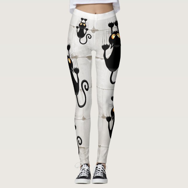 Leggings Gato cayendo en el divertido personaje de la caric (Anverso)
