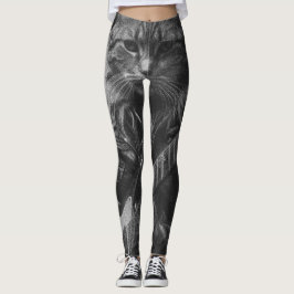 Leggings Gato con chaqueta de cuero tocando guitarra eléctr