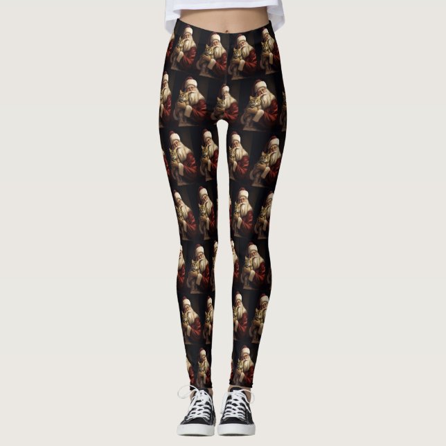 Leggings Gato de Bengala con Navidades festivos de Santa Cl (Anverso)