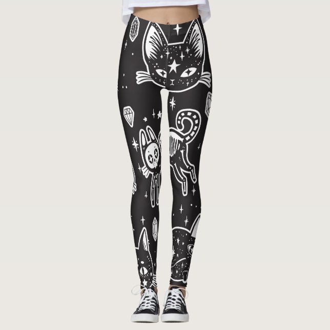 Leggings Gato de bruja: Ilustracion aislado de época (Anverso)
