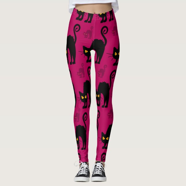 Leggings Gato de Halloween: Resumen de patrón sin foco (Anverso)
