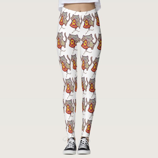 Leggings ¡Gato de la pizza! Polainas (Anverso)