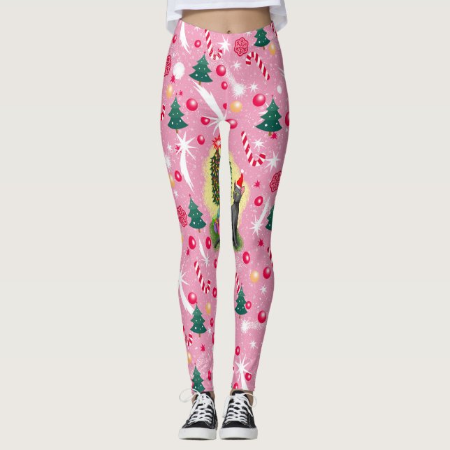 Leggings Gato de Navidades rosados (Anverso)