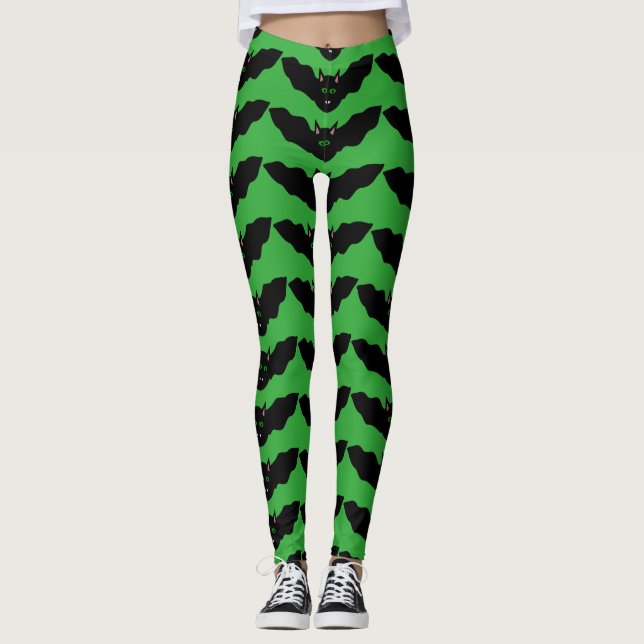 Leggings Gato de vampiro frente a las piernas de Halloween (Anverso)