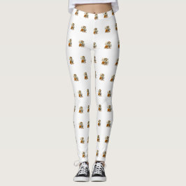 Leggings Gato esqueleto lindo con calabaza 
