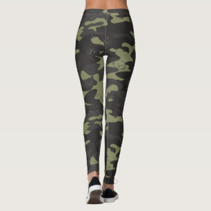 Leggings Gato Gatito Pata Camuflaje Gris Oliva Patrón Camuf