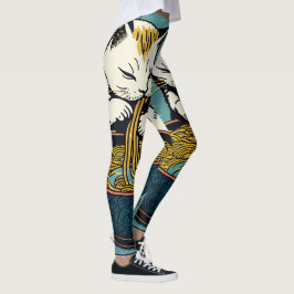 Leggings Gato gracioso Ramen arte japonés