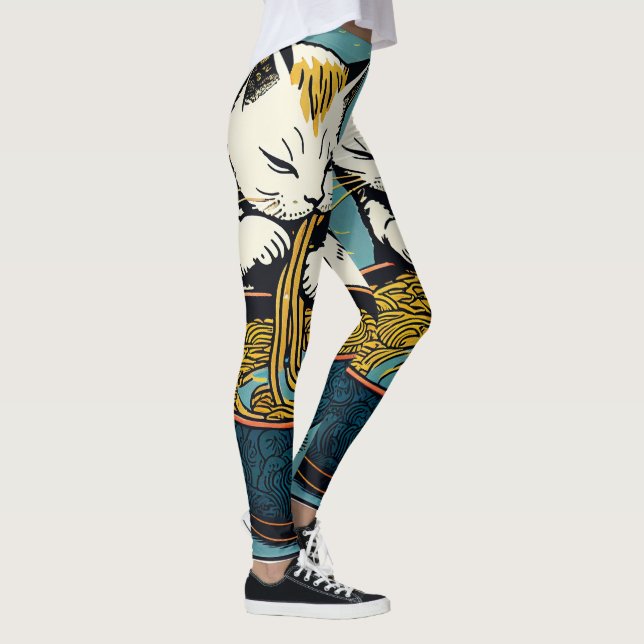 Leggings Gato gracioso Ramen arte japonés (Derecha)
